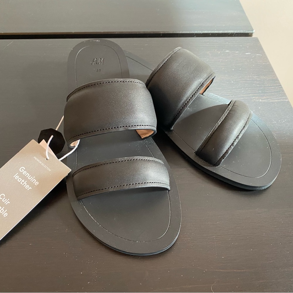 H&M Black genuine leather sandals